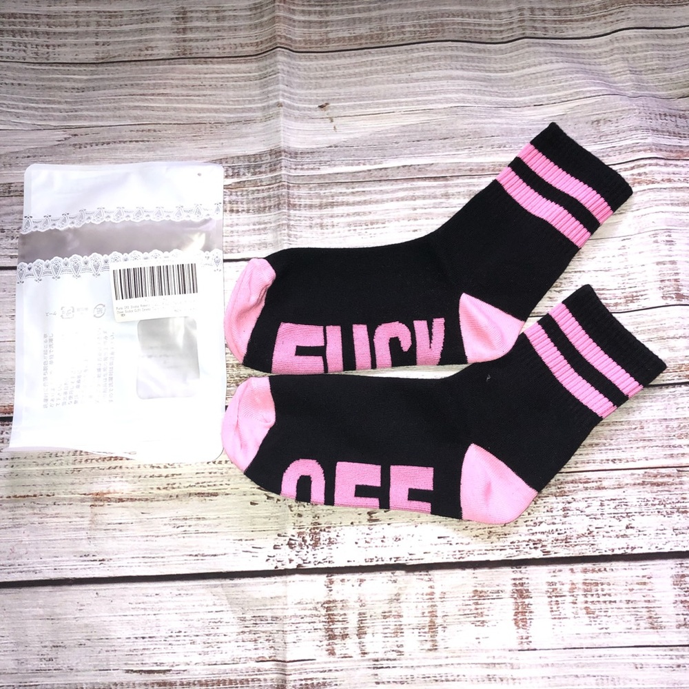 Ladies Pink & Black F*ck Off Socks